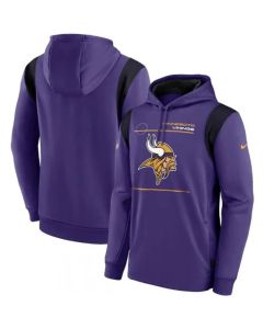 Men's Minnesota Vikings 2021 Purple Sideline Logo Performance Pullover Hoodie