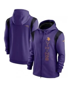 Men's Minnesota Vikings 2021 Purple Sideline Team Performance Full-Zip Hoodie
