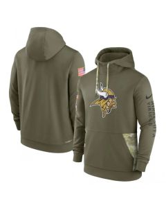 Men's Minnesota Vikings 2022 Olive Salute to Service Therma Performance Pullover Hoodie