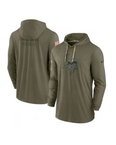 Men's Minnesota Vikings 2022 Olive Salute to Service Tonal Pullover Hoodie