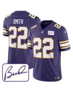 Men's Minnesota Vikings #22 Harrison Smith Purple 2023 F.U.S.E. Bud Grant patch Limited Stitched Jersey
