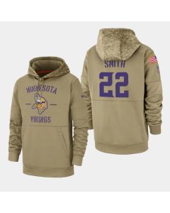 Men's Minnesota Vikings #22 Harrison Smith Tan 2019 Salute to Service Sideline Therma Pullover Hoodie
