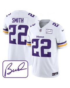 Men's Minnesota Vikings #22 Harrison Smith White 2023 F.U.S.E. Bud Grant patch Limited Stitched Jersey