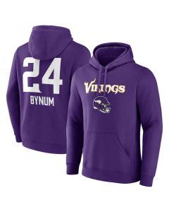 Men's Minnesota Vikings #24 Camryn Bynum Purple Team Wordmark Player Name & Number Pullover Hoodie