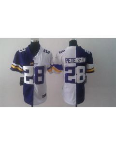 Men's Minnesota Vikings #28 Adrian Peterson Purple And White Elite Split Stitched Jersey