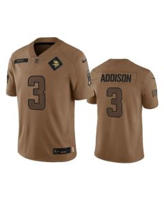 Men's Minnesota Vikings #3 Jordan Addison 2023 Brown Salute To Service Limited Stitched Jersey
