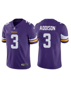 Men's Minnesota Vikings #3 Jordan Addison Purple 2023 Draft Vapor Untouchable Limited Stitched Jersey