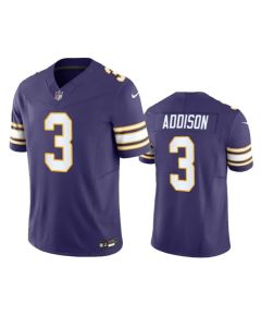 Men's Minnesota Vikings #3 Jordan Addison Purple 2023 F.U.S.E. Vapor Untouchable Limited Stitched Jersey
