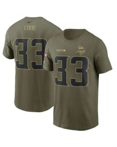 Men's Minnesota Vikings #33 Dalvin Cook 2021 Olive Salute To Service Legend Performance T-Shirt