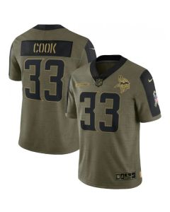 Men's Minnesota Vikings #33 Dalvin Cook 2021 Olive Salute To Service Limited Stitched Jersey