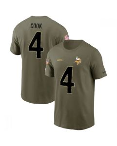 Men's Minnesota Vikings #4 Dalvin Cook 2022 Olive Salute to Service T-Shirt