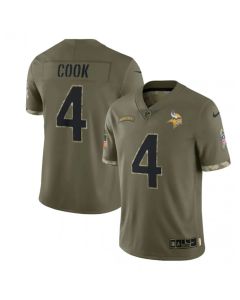 Men's Minnesota Vikings #4 Dalvin Cook Olive 2022 Salute To Service Limited Stitched Jersey