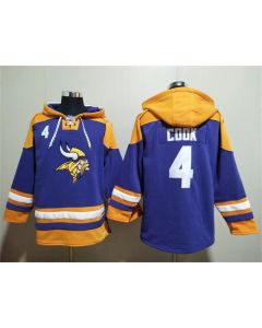 Men's Minnesota Vikings #4 Dalvin Cook Purple/Yellow Ageless Must-Have Lace-Up Pullover Hoodie