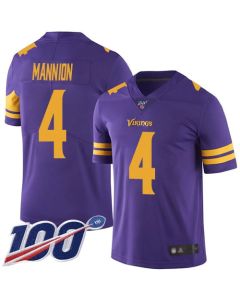 Men's Minnesota Vikings #4 Sean Mannion 2019 Purple 100th Season Color Rush Limited Stitched NFL Jersey