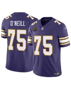 Men's Minnesota Vikings #75 Brian O'Neill Purple 2026 4-Star C Patch Vapor F.U.S.E. Untouchable Limited Jersey