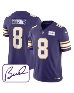 Men's Minnesota Vikings #8 Kirk Cousins Purple 2023 F.U.S.E. Bud Grant patch Limited Stitched Jersey