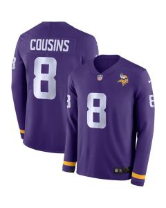 Men's Minnesota Vikings #8 Kirk Cousins Purple Therma Long Sleeve Stitched NFL Jersey