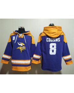 Men's Minnesota Vikings #8 Kirk Cousins Purple/Yellow Ageless Must-Have Lace-Up Pullover Hoodie