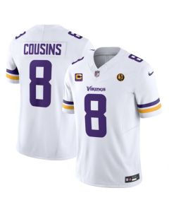 Men's Minnesota Vikings #8 Kirk Cousins White 2023 F.U.S.E. With With 4-star C Patch And John Madden Patch Vapor Limited Stitched Football Jersey