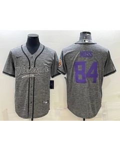 Men's Minnesota Vikings #84 Randy Moss Grey With Patch Cool Base Stitched Baseball Jersey
