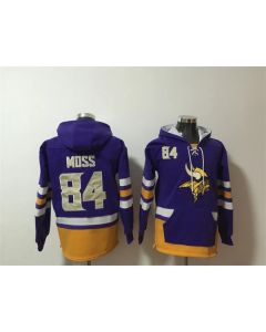 Men's Minnesota Vikings #84 Randy Moss Purple Ageless Must-Have Lace-Up Pullover Hoodie