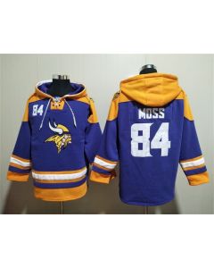 Men's Minnesota Vikings #84 Randy Moss Purple/Yellow Ageless Must-Have Lace-Up Pullover Hoodie