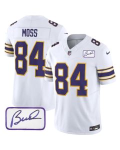 Men's Minnesota Vikings #84 Randy Moss White 2023 F.U.S.E. Bud Grant patch Limited Stitched Jersey