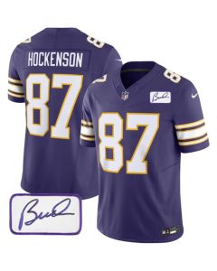 Men's Minnesota Vikings #87 T.J. Hockenson Purple 2023 F.U.S.E. Bud Grant patch Vapor Limited Stitched Jersey