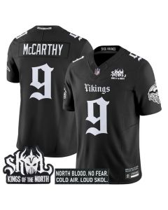 Men's Minnesota Vikings #9 J.J. McCarthy Black 2025 F.U.S.E. Kings of the North Patch "Gothic Norseblood Edition" Vapor Untouchable Limited Stitched Football Jersey