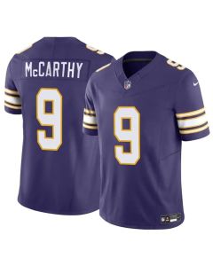 Men's Minnesota Vikings #9 J.J. McCarthy Purple 2024 Draft F.U.S.E. Throwback Vapor Untouchable Limited Stitched Jersey