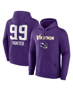 Men's Minnesota Vikings #99 Danielle Hunter Purple Team Wordmark Player Name & Number Pullover Hoodie