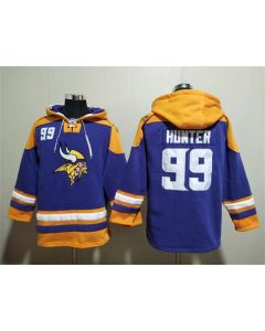 Men's Minnesota Vikings #99 Danielle Hunter Purple/Yellow Ageless Must-Have Lace-Up Pullover Hoodie