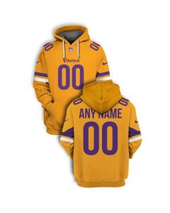 Men's Minnesota Vikings Active Player Custom 2021 Yellow Color Rush Pullover Hoodie