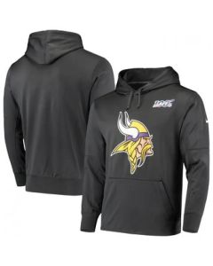 Men's Minnesota Vikings Anthracite 100th Season Primary Logo Circuit Performance Pullover Hoodie