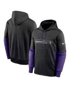 Men's Minnesota Vikings Black Color Block Fleece Performance Pullover Hoodie