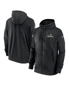 Men's Minnesota Vikings Black Sideline Club Performance Full-Zip Hoodie