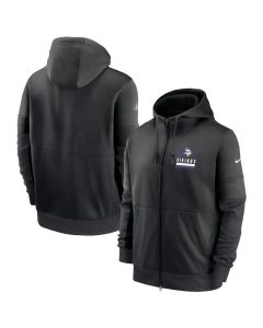 Men's Minnesota Vikings Black Sideline Impact Lockup Performance Full-Zip Hoodie
