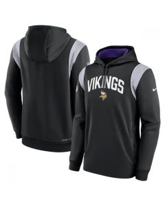 Men's Minnesota Vikings Black Sideline Stack Performance Pullover Hoodie 001
