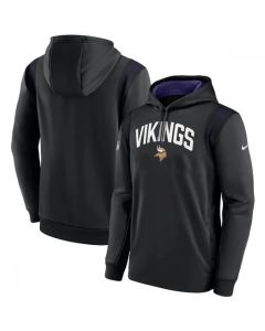 Men's Minnesota Vikings Black Sideline Stack Performance Pullover Hoodie 002