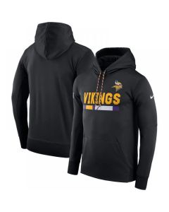 Men's Minnesota Vikings Black Sideline Team Name Performance Pullover Hoodie