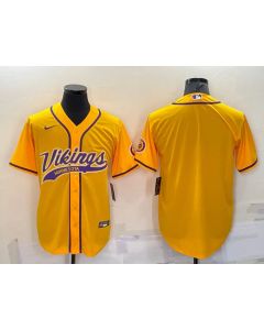 Men's Minnesota Vikings Blank Gold With Patch Cool Base Stitched Baseball Jersey