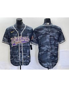 Men's Minnesota Vikings Blank Grey Camo Cool Base Stitched Baseball Jersey