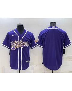 Men's Minnesota Vikings Blank Purple With Patch Cool Base Stitched Baseball Jersey