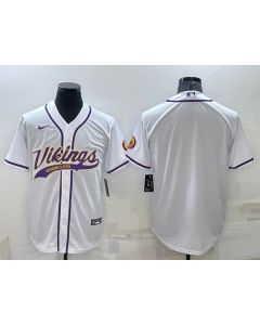 Men's Minnesota Vikings Blank White With Patch Cool Base Stitched Baseball Jersey