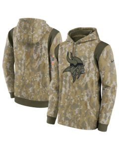Men's Minnesota Vikings Camo 2021 Salute To Service Therma Performance Pullover Hoodie