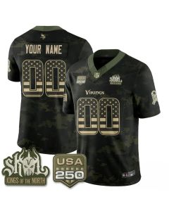Men's Minnesota Vikings Camo 2026 Salute to Service Vapor F.U.S.E. Limited Custom Jersey (Style 5)