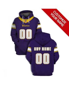 Men's Minnesota Vikings Customized Purple To Service Sideline Performance Pullover Hoodie (Purple)