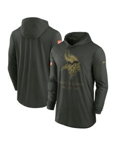 Men's Minnesota Vikings Forest Green 2025 Salute to Service Sideline Dri-FIT Lightweight Pullover Hoodie