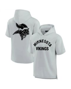 Men's Minnesota Vikings Gray Super Soft Fleece Short Sleeve Hoodie