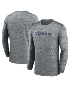 Men's Minnesota Vikings Grey Sideline Team Velocity Performance Long Sleeve T-Shirt